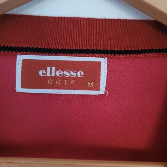 Vintage Ellesse Golf Cardigan Sweater Red Size Medium Button Down V Neck Pockets - Picture 3 of 7